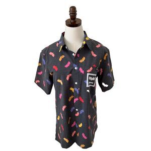 Mermaid Shirt Mens Size Small Black Button Up Stretch‎ Shinesty Casual Lounge